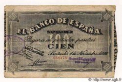 100 Pesetas ESPAGNE Santander 1936 PS.585(d) TB+