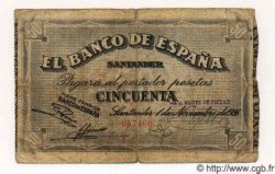 50 Pesetas SPAIN Santander 1936 PS.584(f) VG