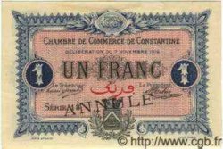1 Franc Spécimen ALGÉRIE Constantine 1916 JP.140.10s SUP