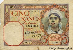 5 Francs  ALGÉRIE  1926 P.003 B