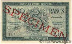 5 Francs Spécimen ALGÉRIE  1942 P.091s NEUF