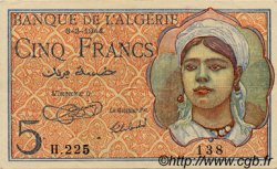 5 Francs ALGÉRIE  1944 P.094a TTB+