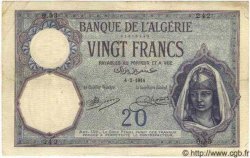 20 Francs ALGERIA  1914 P.009 q.BB
