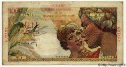 1000 Francs Union Française FRENCH GUIANA  1949 P.25 F - VF