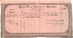 500 Francs FRENCH INDOCHINA  1871 P.-- VF+