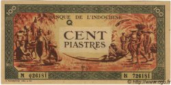 100 Piastres orange, cadre noir INDOCINA FRANCESE  1945 P.073 AU+