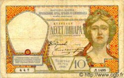 10 Dinara YUGOSLAVIA  1926 P.025 q.MB