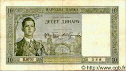 10 Dinara YUGOSLAVIA  1939 P.035 VF