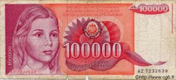 100000 Dinara YUGOSLAVIA  1989 P.097 RC+