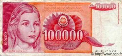 100000 Dinara YUGOSLAVIA  1989 P.097 MB