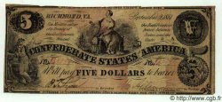 5 Dollars CONFEDERATE STATES OF AMERICA  1861 P.019c F - VF