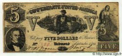 5 Dollars ESTADOS CONFEDERADOS DE AMÉRICA  1861 P.020b MBC