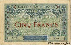 5 Francs MARUECOS  1921 P.08 BC