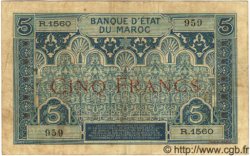 5 Francs MOROCCO  1925 P.09 VF-
