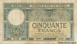 50 Francs MOROCCO  1924 P.13 F+