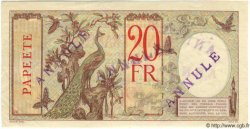 20 Francs Annulé TAHITI  1940 P.12c EBC