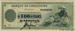 100 Francs TAHITI  1943 P.17a q.BB