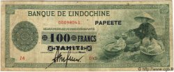 100 Francs TAHITI  1943 P.17a VF-