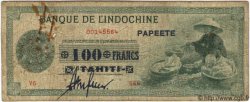 100 Francs TAHITI  1943 P.17b fS