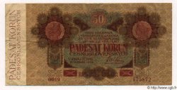 50 Korun CZECHOSLOVAKIA  1919 P.010a F+