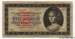 100 Korun TSCHECHOSLOWAKEI  1945 P.067a fS