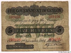 5 Rupees CEYLON  1904 P.11a F-