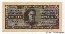 25 Cents CEYLON  1948 P.44b SPL
