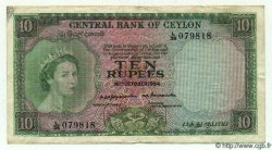 10 Rupees CEYLON  1954 P.55 VF