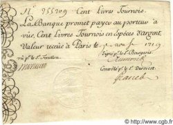 100 Livres Tournois gravé FRANCE  1719 Laf.080 TTB