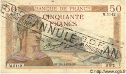 50 Francs CÉRÈS Annulé FRANCE  1936 F.17.31 TB+