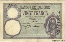 20 Francs TUNISIA  1938 P.06b F