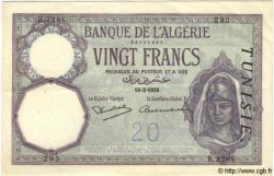 20 Francs TUNISIA  1939 P.06b XF