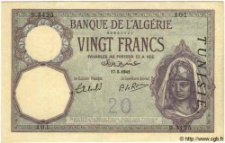 20 Francs TUNISIA  1941 P.06b XF
