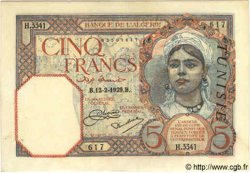 5 Francs TUNISIA  1929 P.08a AU-