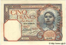 5 Francs TUNISIA  1933 P.08a UNC-