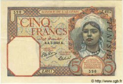 5 Francs TUNISIA  1941 P.08b XF