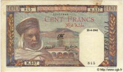 100 Francs TúNEZ  1941 P.13a MBC+
