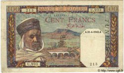 100 Francs TUNISIA  1942 P.13b MB