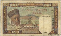 100 Francs TUNISIA  1942 P.13b F-