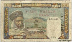 100 Francs TUNISIA  1942 P.13b q.MB