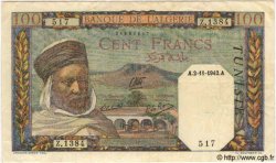100 Francs TUNESIEN  1942 P.13b fVZ