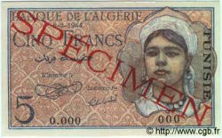 5 Francs Spécimen TUNISIA  1944 P.15s q.FDC