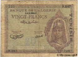 20 Francs TUNISIA  1944 P.17 B a MB