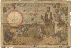 1000 Francs TUNISIA  1941 P.20a q.B