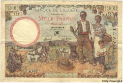 1000 Francs TUNISIA  1942 P.20a q.BB