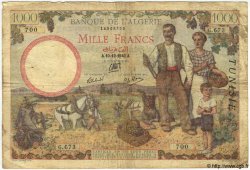 1000 Francs TUNESIEN  1942 P.20a SGE to S
