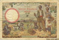 1000 Francs TúNEZ  1942 P.20a BC