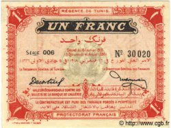 1 Franc TUNISIA  1918 P.33b UNC-