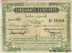 50 Centimes TUNISIA  1918 P.35 F+