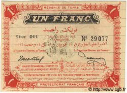 1 Franc TUNESIEN  1918 P.36c fVZ